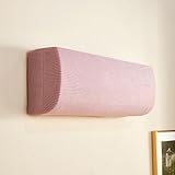 壁掛け型 エアコンカバー 北欧風 ホコリ対策 室内機用 伸縮性 クーラー収納カバー ストレッチ 無地 防塵 防湿 洗える 取り付け簡単 88-105 cmモデル向け 水洗再使用可能 (ストライプ（ピンク）)