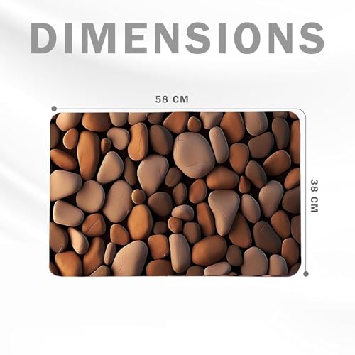 Yellow Weaves Synthetic Rubber 3D Patterned Rectangular Anti Slip Water Soaking Floor Mat, Water Absorbent Non Slip Bath Mat, Quick Dry Mat for Bathroom, Door Mat (Pack of 1) - Brown Stone