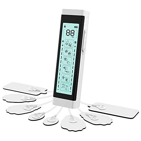 Tens Unit Machine Pulse Massager 24 Massage Modes Rechargeable Muscle Stimulator Device with 6 Large Pads for Pain Relief, Body Building Neck Back Pain Relief Cover