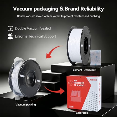 Image of Kingroon PETG 3D Printer Filament, High Strength, Low Warping, Odorless, Dimensional Accuracy + /- 0.02 mm, 1kg Spool(2.2lbs), 1.75 mm, White