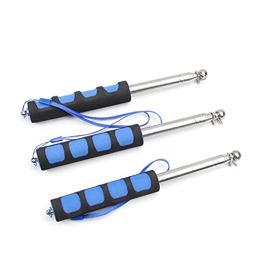 Image of Othmro 3Pcs Hollow Telescopic Teachers Pointer, Teaching Pointer Stick for Classroom, Metal Hand Retractable Pointer Extended Length 39.4 inch, Handheld Presenter Whiteboard Pointer (Blue)