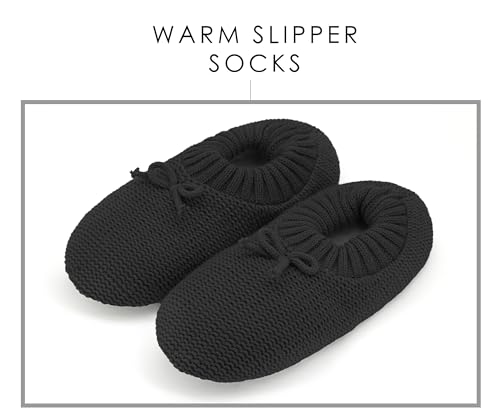 Image of DICUIRD Slipper Socks For Women With Grippers, Fuzzy With Non Slip Bottoms, Cozy Warm Knit Slippers