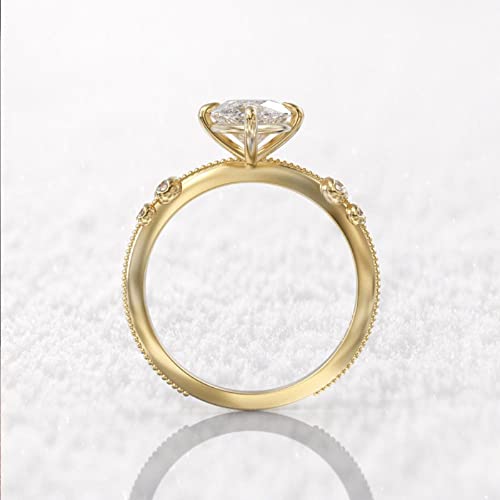 925 Silver Plated Gold Engagement Rings 9x16mm Oval Cut Solitaire Cubic Zirconia CZ Wedding Promise Rings for Her Wedding Bands for Women Size 6-10 (8)4