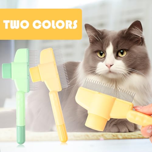 Flohkamm für Katzen, 2 Stück Selbstreinigender Flohkamm für Katze und Hund, Selbstreinigender Katzenkamm, Kamm zur Entfernung von Tierhaaren, Flohkamm, Fellpflegebürste