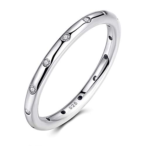 2.5mm 925 Sterling Silver Simulated Diamond Cubic Zirconia CZ Stackable Wedding Ring Eternity Engagement Bands for Women (7)