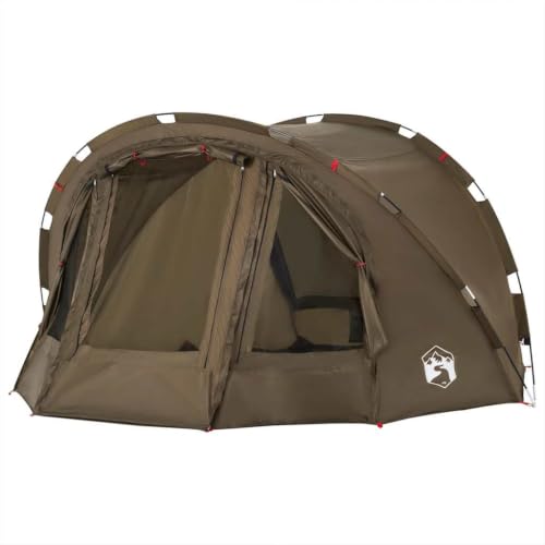 vidaXL Angelzelt 4 Personen Karpfenzelt mit Steckverbindungssystem Campingzelt mit E-Anschluss Anglerzelt Zelt Olivgrün 190T Polyester