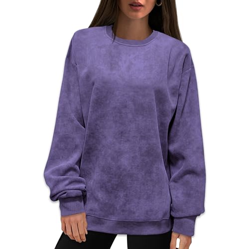 Oversized Sweatshirt for Women Fashion: CrewNeck Causal Basic Fall Clothes Tops Loose Fit Pullove