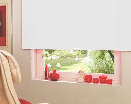 Springrollo Mittelzugrollo Schnapprollo Fenster Rollo Vorhang 16 Farben Breite 62-242 cm Höhe 160 und 230 cm blickdicht lichtdurchlässig Sonnenschutz Sichtschutz Blendschutz (162 x 160 cm Weiß)