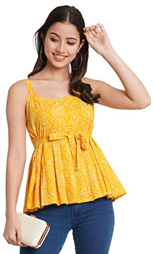 Image of COTLAND Fashions Jaipuri Cotton Printed Strappy Top for Women