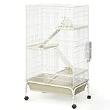 Ferret Cage, 47' h Large Critter Nation Cage with 3 Removable Ramps, Food Bowl, Water Bottle, Metal Small Animal Cages on Wheels for Chinchillas, Guinea Pigs, Rabbit, Sugar Glider