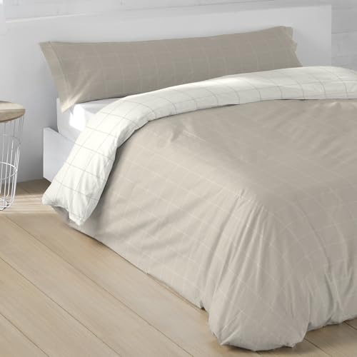 LEBENGOOD Juego de Funda Nórdica 50% Algodón para Cama 105x190/200 con 1 Funda Almohada y 1 Funda de Edredón Colcha Sábana. Juego de Ropa Cama (F.Hilvana Arena 105)