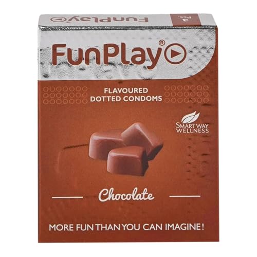 Image of Funplay Chocolate Dotted Condoms 3 PCS | Flavoured Latex Condoms with Dotted Texture | Pre-Lubricated Smooth Surface | Comfortable Fit | Travel Friendly Pack | For Men