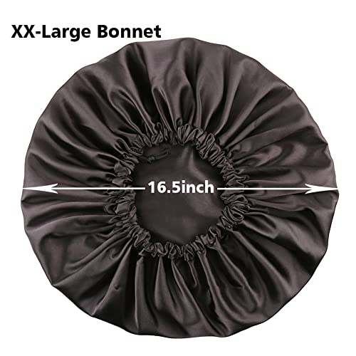 Image of Stain Bonnet Silk Sleep Cap Adjustable Satin Cap for Night Sleeping Hair Bonnet Reversible Double Layer