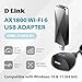D-Link USB WiFi 6 Adapter AX1800 USB 3.0 Dual Band Long Range MU-MIMO Wireless Internet Network for Desktop PC Laptop Windows (DWA-X1850-B1) Black