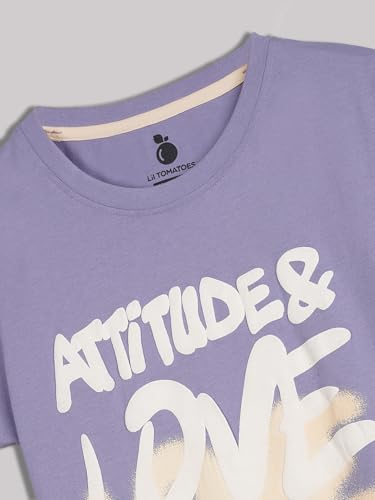 Image of Li'l Tomatoes Girls 100% Cotton Graphic T-Shirt | Attitude & Love Print Summer Top | Soft & Breathable Casual Wear | Short Sleeve Tee | 11-16 Years