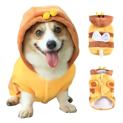Casacos para clima frio para cães - Camisola de inverno com design de abelha dos desenhos animados |