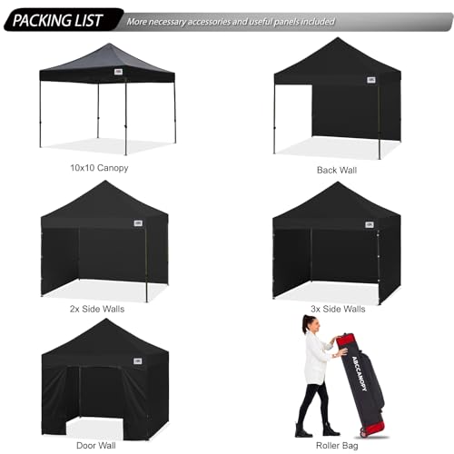 Image of ABCCANOPY Heavy Duty Easy Pop up Canopy Tent with Sidewalls 10x10, Dull Black