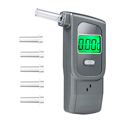 Professional Breathalyzer Portable Digital Breath Alcohol Tester with 5 Mouthpieces for Personal Use
