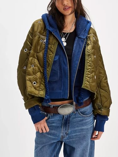 Women Texture Jacket Long Sleeve zipper Hooded Sweatshirt Fall Casual Cropped Drawstring Coat4