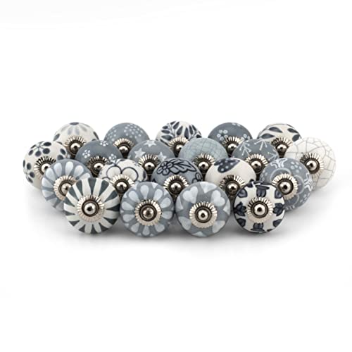 Image of Craft Trade Ceramic Cabinet Knobs for Drawer Wardrobe Kitchen Cabinet Dresser Desk Furniture Cupboard Vintage Decorative Home Interior Decor Pack of 20, Grey