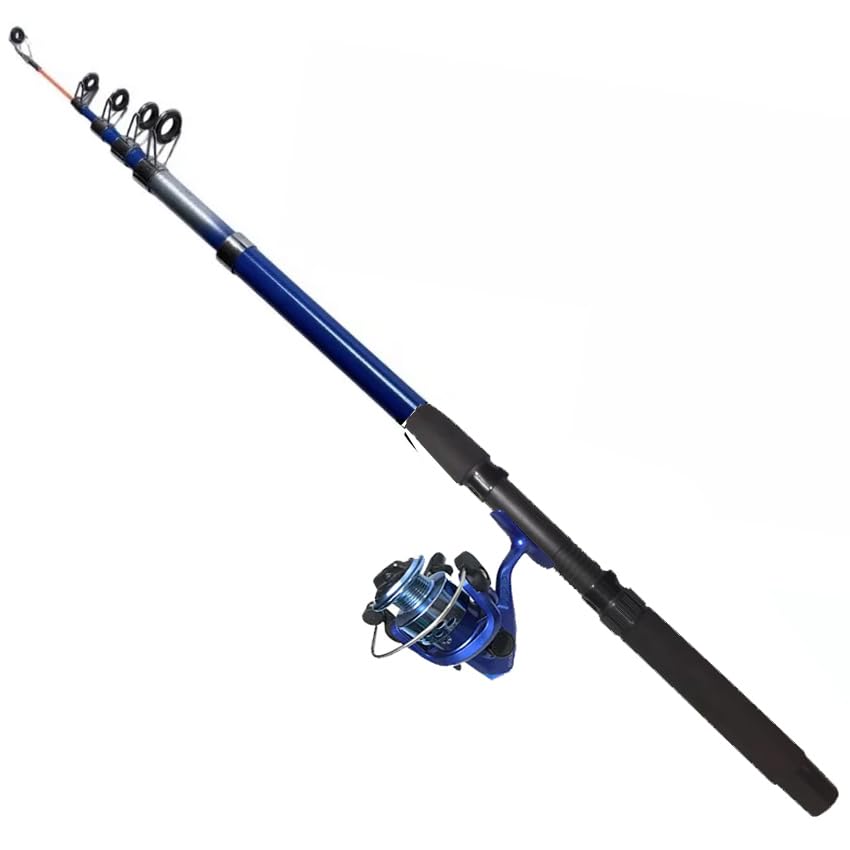 Pack caña de Pescar ¡¡3,6 Metros de Larga!! | Combo de Pesca Deportiva Desde Orilla, Playa o Rocas con Carrete Spinning T-1000, 100m de Hilo, anzuelos y plomos