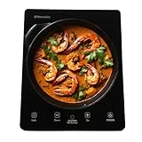 EMtronics 2000W Single Induction Cooker Hob with 9-Level Temperature Control, Black Glass Top with Touch Sensor - Black