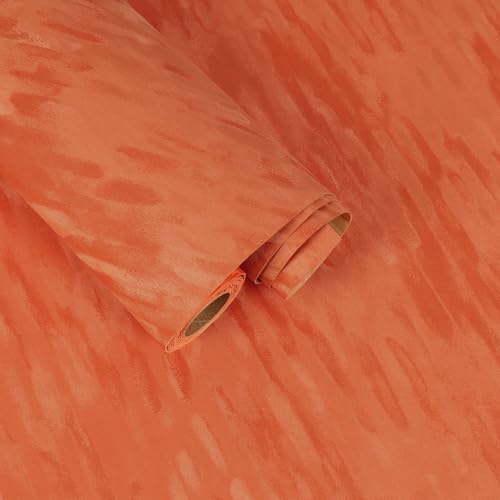 FANCYEASY Orange Velvet Wallpaper Peel and Stick Felt Drawer Liner Roll 15.7"x118" Self Adhesive Velvet Flocking Liner for Jewelry Box Art Crafts Removable for Bedroom Dressers Cabinets Shelf Liner