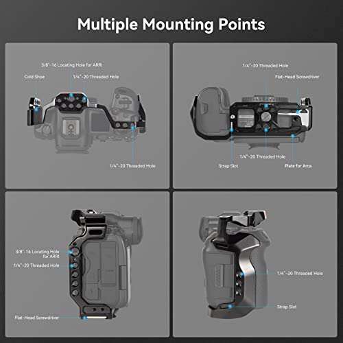 Image of SmallRig R5 /R6 /R5 C Cage Kit for Canon R5 /R6 /R5 C, Camera Handheld Kit with Top Handle and Cable Clamp - 3830