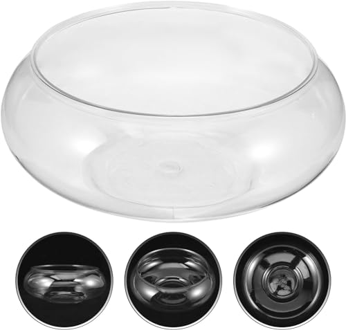 Image of Clear Fish Bowl Vase Bubble Bowl Round Shallow Planter Plastic Container Fish Bowl Aquatic Plant Pot Daffodil Pot Hydroponic Planter Fish Tank Aquarium Bowl (Pack of 2)