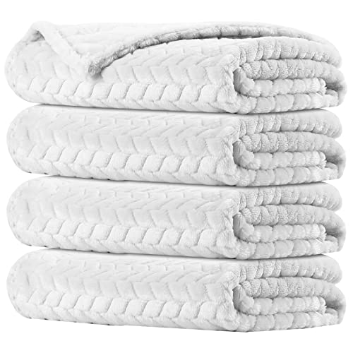 Image of Chumia 4 Pcs Baby Blanket Flannel Cozy Throw Fuzzy Soft Warm Winter Blanket for Newborn Sherpa Fluffy Crib Swaddling Supplies Birthday Baby Shower(24 x 32 Inch,Beige)