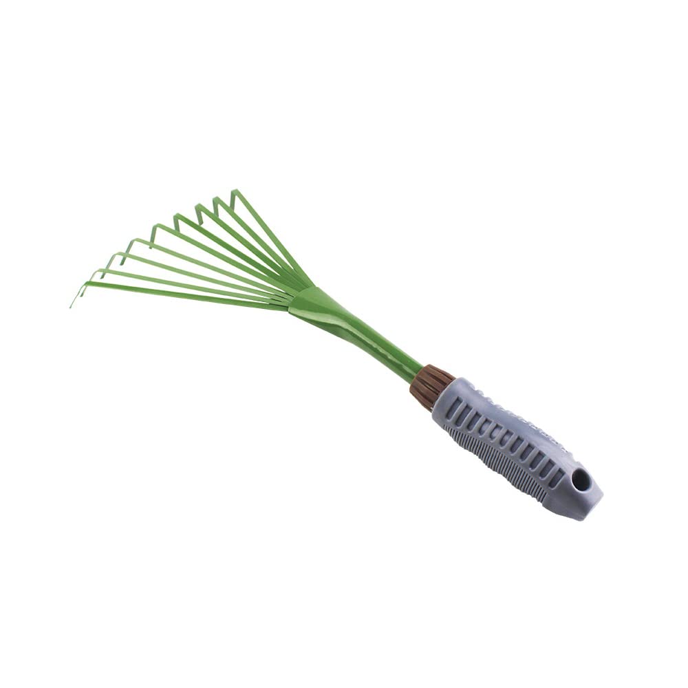 TopHomer Mini rastrello da giardino da 16 pollici 9 radici in acciaio ventilatore a mano Rastrello da giardino Rastrello per arbusti a mano Rastrello per ventaglio a mano piccola impugnatura..
