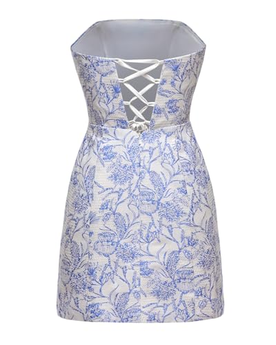 Strapless Homecoming Dresses 2025 Floral Print Formal Dress Short Satin Tight Prom Cocktail Party Gowns for Teens2