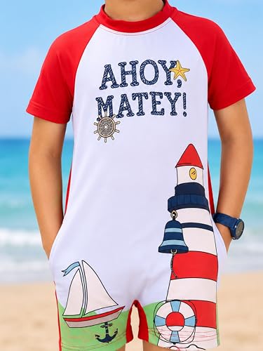 Image of KiddoPanti Boys & Girls Half Sleeve Mid Thigh Length Swim Suit