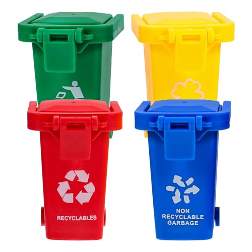 JOINPAYA 4Pcs Mini Trash Can Dollhouse: Bright Color Garbage Bin Garbage Sorting Game Miniature Garbage Bin Model for Dollhouse