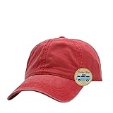 Vintage Washed Cotton Adjustable Baseball Cap + FREE Sew/Iron on Camper Patch (Red)
