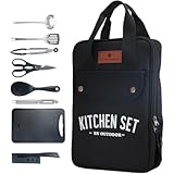 調理器具 セット 包丁やまな板等 クッキングツール セット 収納バッグ キッチンツール 調理器具 アウトドア キャンプ BBQ (Black)