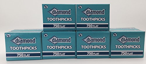 10-Pack Diamond Flat Toothpicks - 750 Flat Toothpicks Each