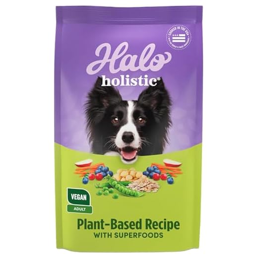 Halo Holistic Plant-Based Recipe With Superfoods, Complete Digestive Health, Vegan Dry Dog Food Bag, Adult Formula, 10-lb Bag