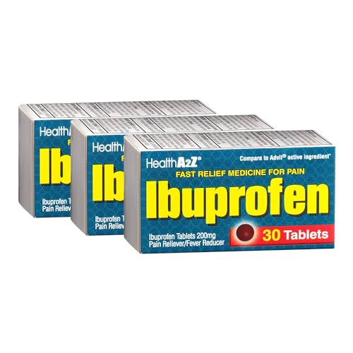 Image of HealthA2Z Ibuprofen 200mg, NSAID, Pain Reliever, 90 Tablets (Pack of 3, 30 Tablets Each)