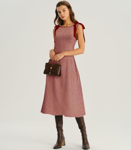 Image of RIHOAS Women's Plaid Gingham Dress Casual Summer Midi Dresses for Women