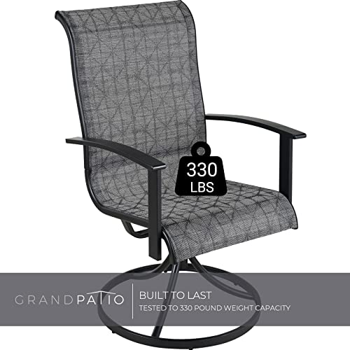 Grand Patio Outdoor Swivel Rocking Patio Dining Chairs Set Of 2, Outdoor Textilene Swivel Rocker 2 Pieces Set For Lawn Garden Backyard Deck, Black & Grey Plaid #TOP7