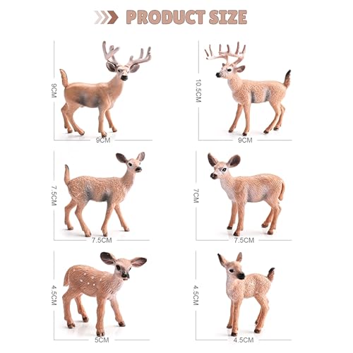 Image of Deer Family Animal Toy for Kids | 6 PCS Realistic Wild Forest Animals Cute Deers Miniatures Action Figurines Toys for Boys and Girls Birthday Gifts for Children | Decoration & Educational Item