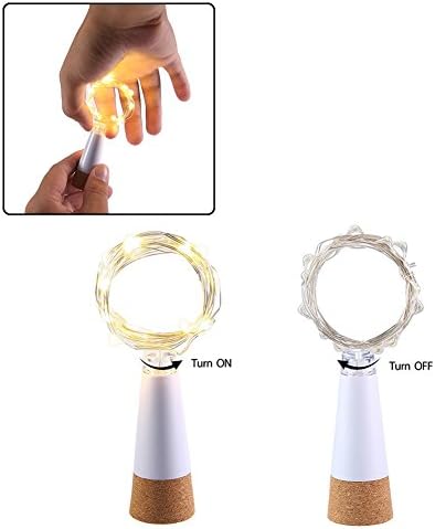 LED Cork Bottle Lights, USB Powered Rechargeable, 6.2ft 20 LED, Copper Wire String Starry LED Lights for DIY, Home Kitchen, Wedding, Halloween, Christmas, Party Decor (Warm White, 3 Pcs)