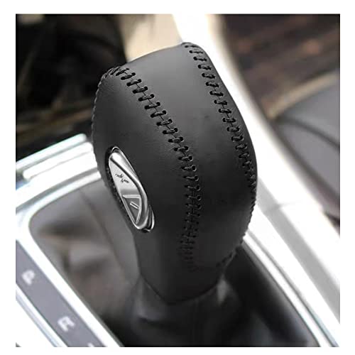 Deytop Gear Shift Knob Cover For Fusion/Escape/Focus/Fiesta Auto Leather Shifter Knob Trim For Ecosport/Transit/C-Max Accessories (Black With Black Stitches) #TOP5