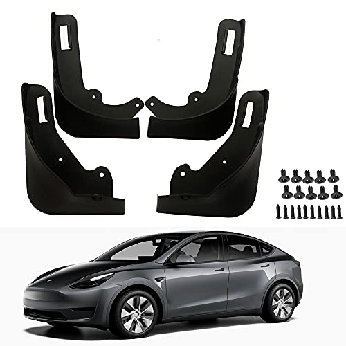Image of Car Mud Flaps Splash Guards No Drill Compatible with Tesla Model Y 2020 2021 2022 2023 Model Y Performance Long Range (Set of Four)