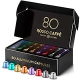 ROSSO CAFFÈ 'Reserve' Kaffeekapseln - Kompatibel mit Nespresso Maschinen - 80 Aluminium Kaffeepads, 6 Köstliche Kaffeearomen - 100% Recycelbare Kapseln