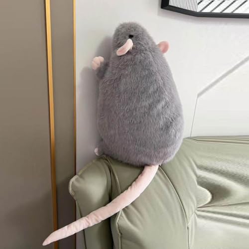 Image of Grey Rat Plush Realistic Stuffed Mouse Animal Toy