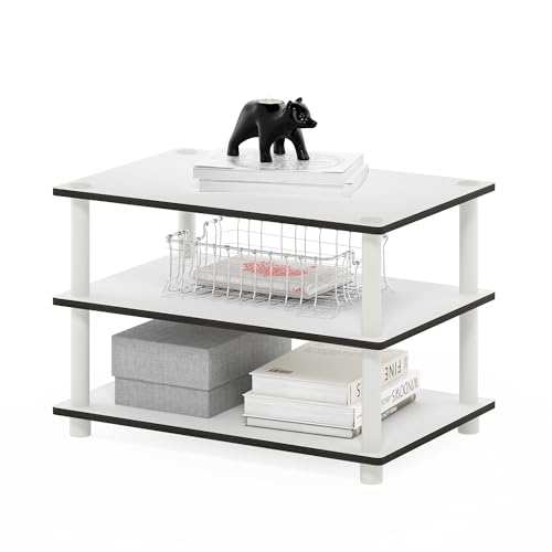 Image of Furinno JUST 3-Tier Modern Coffee Table with Open Shelf, Toolless Assembly Side Table, for Living Room, Bedroom, Home Office, White