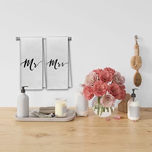 Dibor Love Quote Mr. And Mrs. Bath Towels,Love Decorative Absorbent Drying Cloth Hand Towels Tea Towels Dishcloth For Bathroom Kitchen,Funny Couples Wedding Anniversary Valentine Gifts(White,Set Of 2) #TOP1