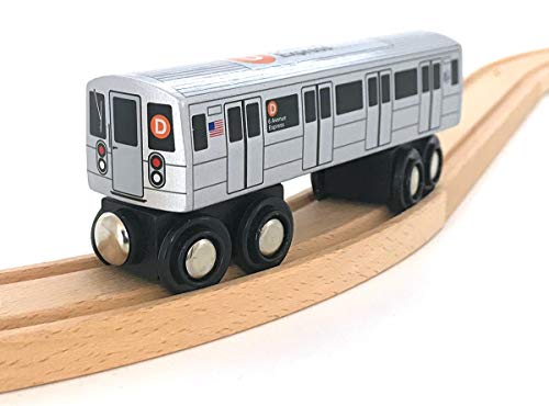 MUNI PALS Munipals New York City Subway Wooden Railway (B Division) D Train/6 Avenue Express–Child Safe and Tested Wood Toy Train